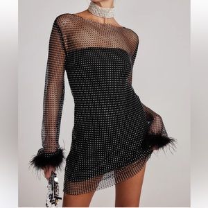 12th tribe Martini Black Mesh Mini Dress, Size S, NWT